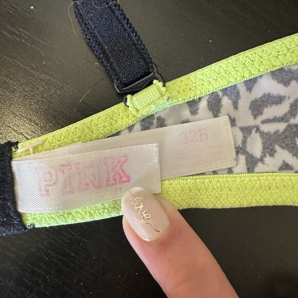 Victoria's Secret PINK Womens Bra T shirt Black Push Up 32b Underwired Cheetah - Picture 5 of 6